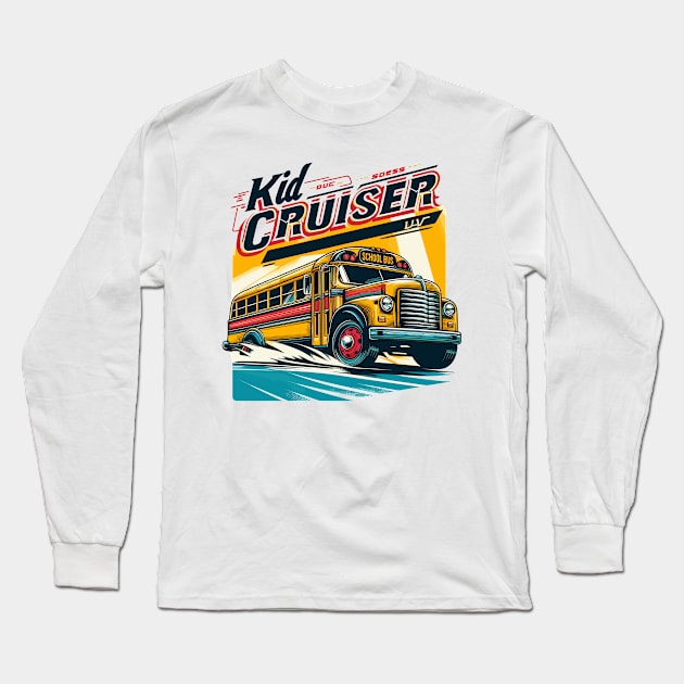 Vintage School Bus, Kid Cruiser Long Sleeve T-Shirt by Vehicles-Art